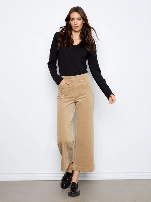 Cropped Wide Leg Corduroy Pant