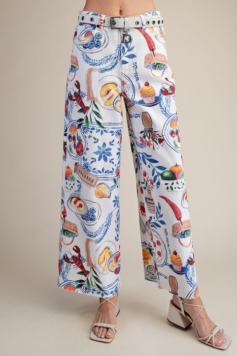 Printed Stretch Twill Pant