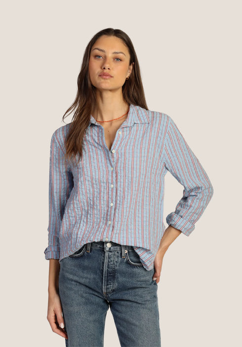Pin Stripe Collared Button Top