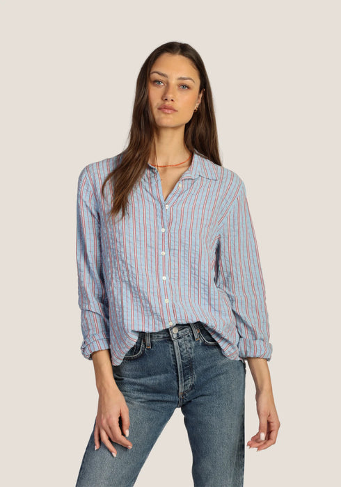 Pin Stripe Collared Button Top