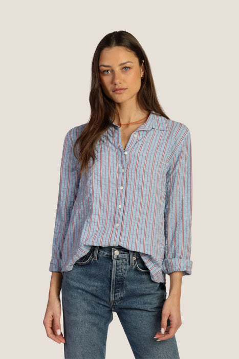 Pin Stripe Collared Button Top