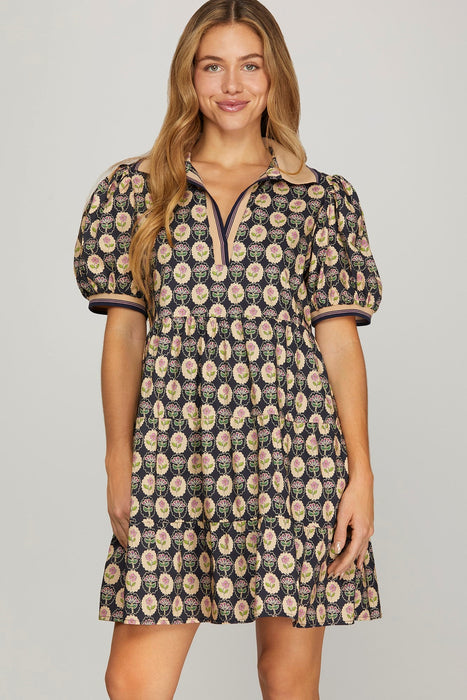 Puff Sleeve Mini Dress