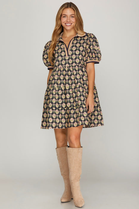 Puff Sleeve Mini Dress