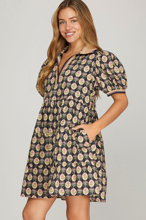 Puff Sleeve Mini Dress