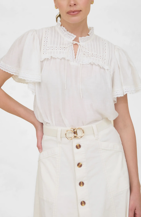 Lace Ruffle Top with Tie