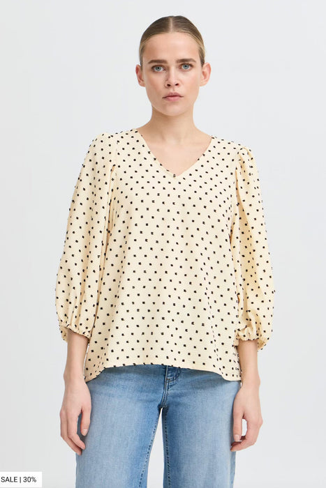 V Neck Flutter Sleeve Blouse