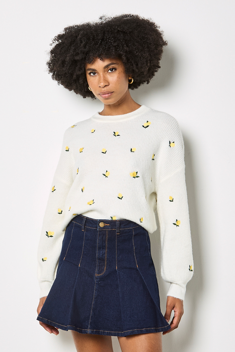 Lemon Embroidered Sweater
