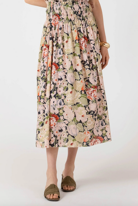 Smocked Waist Midi Skirt