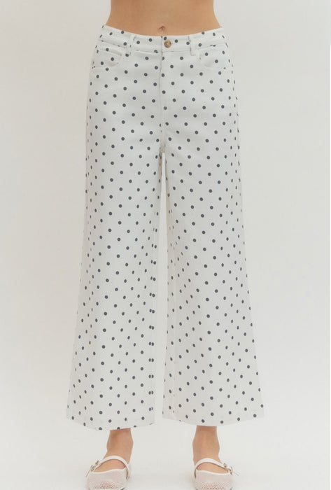 Polka Dot Wide Leg Jeans