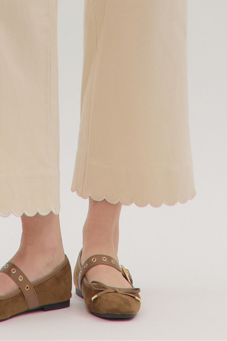 Scallop Detail Wide Leg Jeans