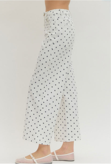 Polka Dot Wide Leg Jeans