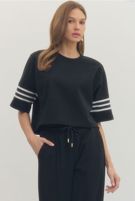 White Stripes Sweat Pants & Top Set