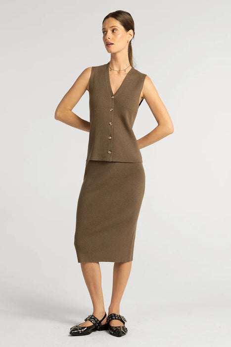 Ribbed Vest and Pencil Skirt Set