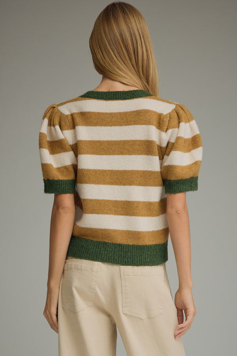 Short Sleeve Stripe Horse Cardigan
