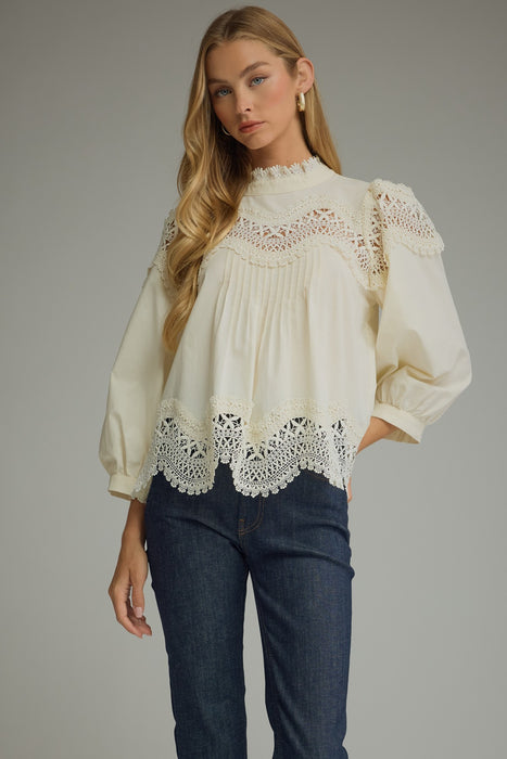 Lace Detail Long Sleeve Top