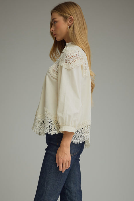 Lace Detail Long Sleeve Top