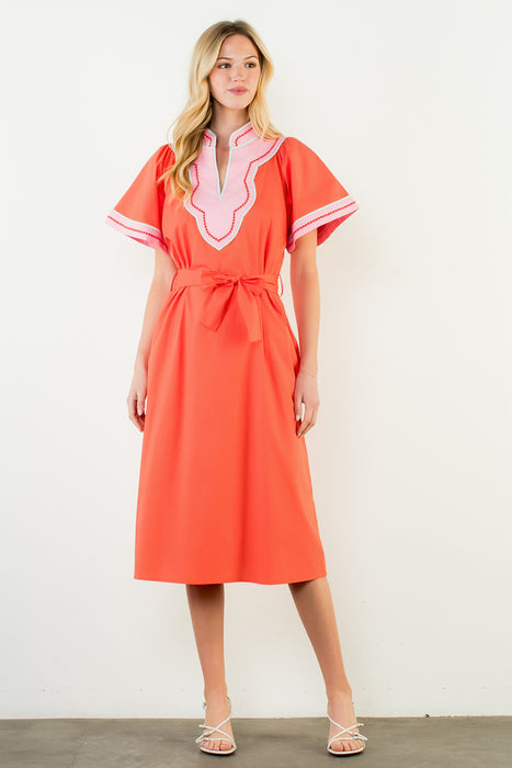 V Neck Dress Collar Detail