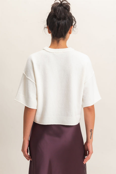 Cropped Crew Neck Sweater
