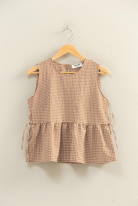 Seersucker Check Sleeveless Top