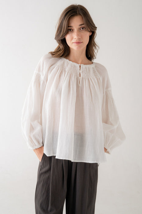 Peasant Blouse with Ruffle Sleeve
