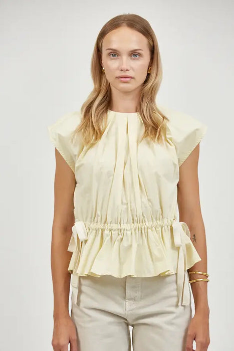 Sleeveless Top with Side/Back Cream Ties