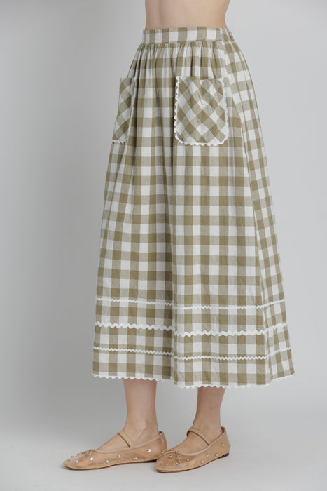 Ric Rac Gingham Midi Skirt