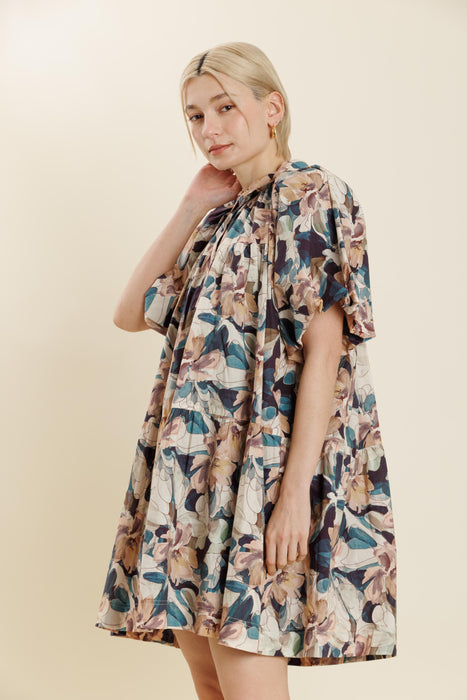 Floral Puff Sleeve Mini Dress