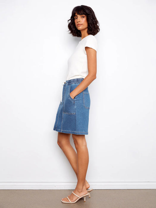 Drawstring Skort with Pockets