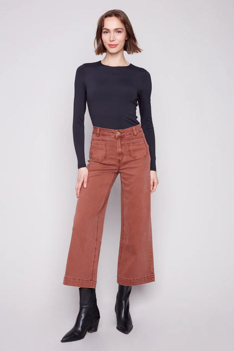 Cropped Patch Pocket Flare Pant SEPIA