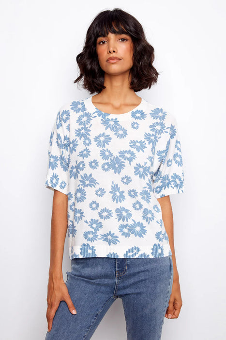 Reversible Print Short Sleeve Sweater