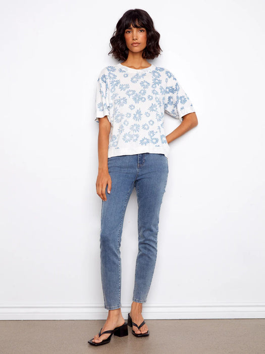Reversible Print Short Sleeve Sweater
