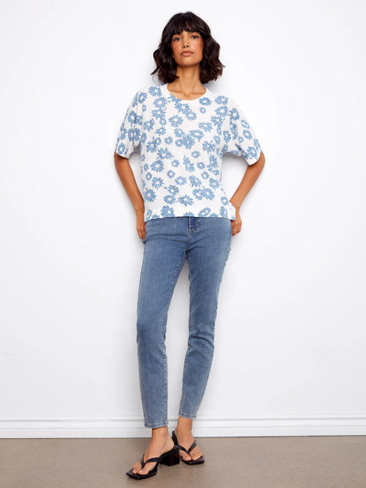 Reversible Print Short Sleeve Sweater