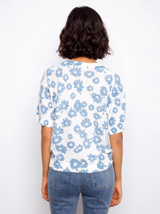 Reversible Print Short Sleeve Sweater