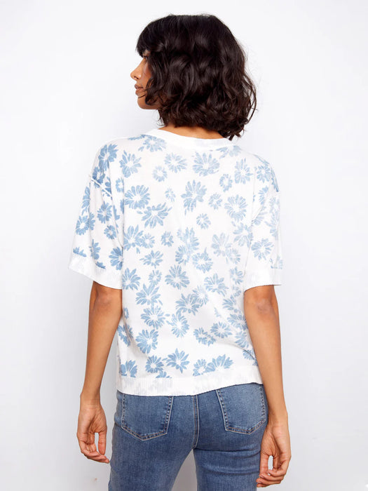 Reversible Print Short Sleeve Sweater