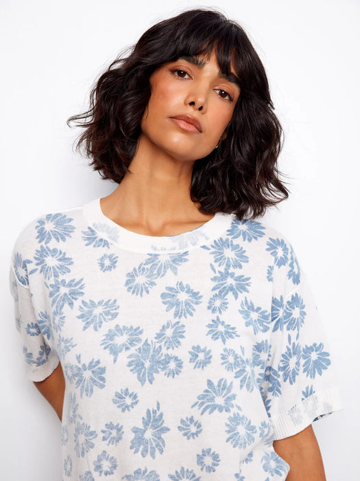 Reversible Print Short Sleeve Sweater