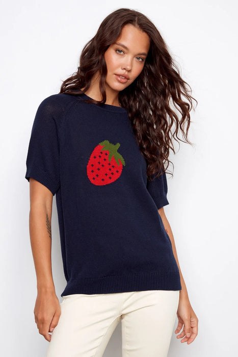 Crew Neck Sweater With Strawberry