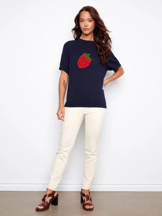 Crew Neck Sweater With Strawberry