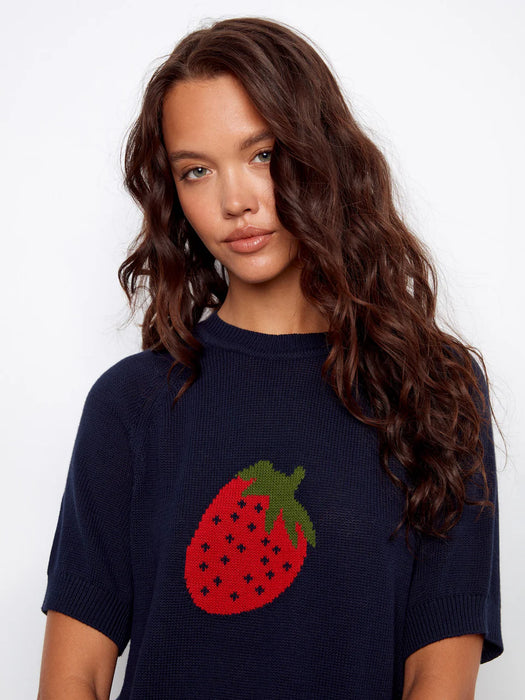 Crew Neck Sweater With Strawberry