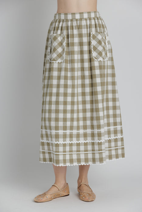 Ric Rac Gingham Midi Skirt