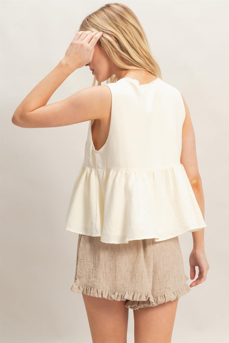 Sleeveless Tie Front Top