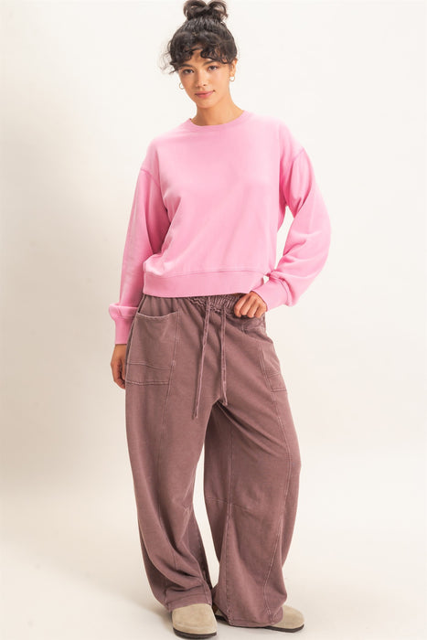 Acid Wash Crew Neck Sweatshirt
