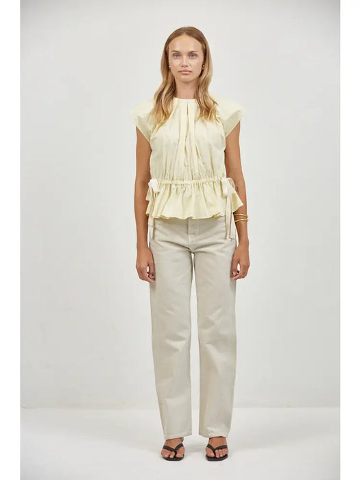 Sleeveless Top with Side/Back Cream Ties