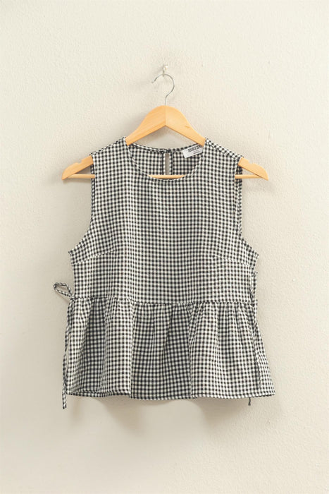 Seersucker Check Sleeveless Top
