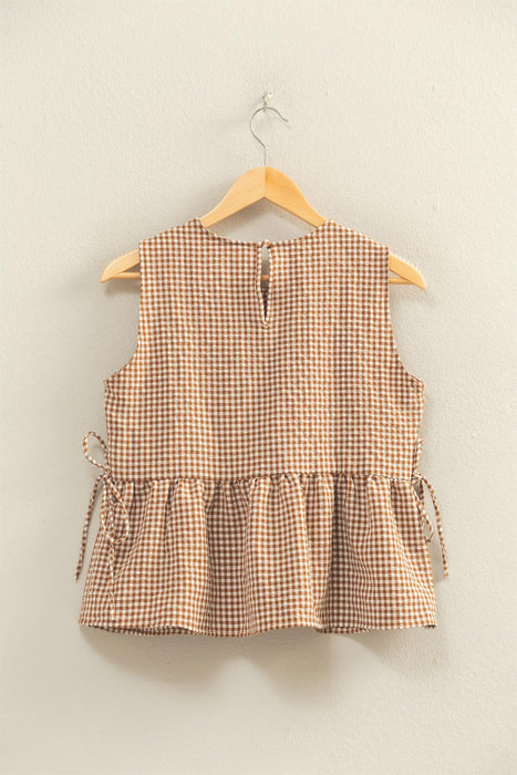 Seersucker Check Sleeveless Top
