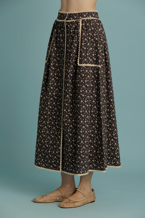 Crochet Trim Floral Skirt/Shirt Set