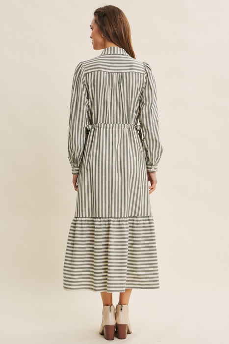 Stripe Mix Button Down Maxi Dress