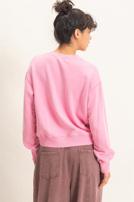Acid Wash Crew Neck Sweatshirt