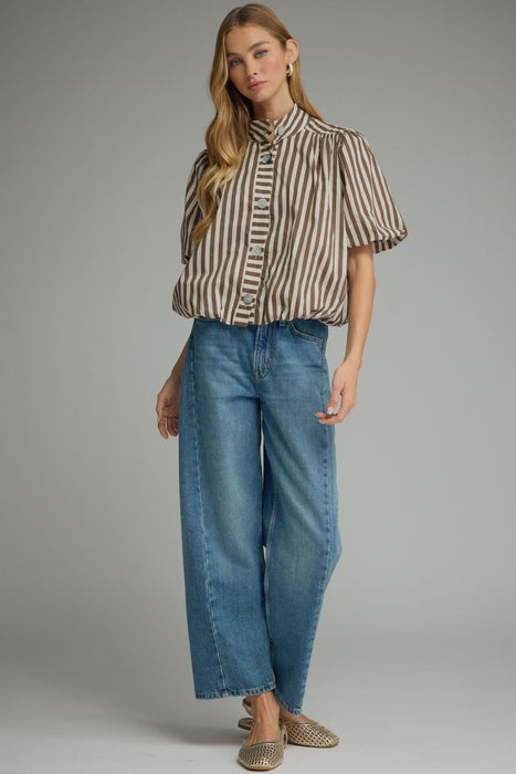 Striped Bubble Hem Top