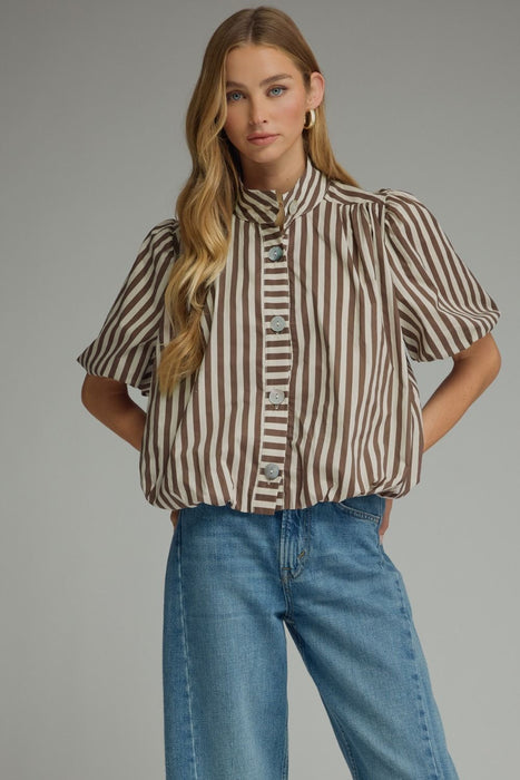 Striped Bubble Hem Top