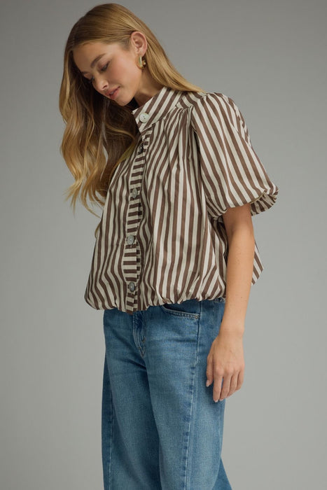 Striped Bubble Hem Top